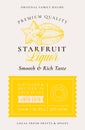 Family Recipe Starfruit Liquor Acohol Label. Abstract Vector Packaging Design Layout. Modern Typography Banner with Hand