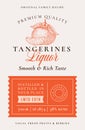 Family Recipe Tangerines Liquor Acohol Label. Abstract Vector Packaging Design Layout. Modern Typography Banner with