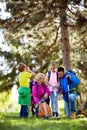 Family recreation hiking