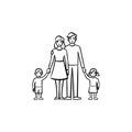 Family relationship hand drawn sketch icon.