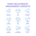 Family relationship management blue gradient concept icons set Royalty Free Stock Photo