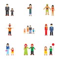 Family relatives icons set, flat style