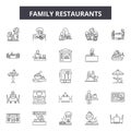Family restaurants line icons, signs, vector set, outline illustration concept Royalty Free Stock Photo