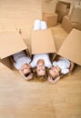 Family resting on the floor Royalty Free Stock Photo