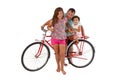 Family for retro riding bicycle Royalty Free Stock Photo