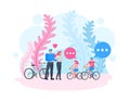 Family ride bicycle character vector design