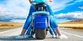 Family rides on motorbike. Royalty Free Stock Photo