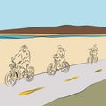 Family Riding Bicycles On The Beach Royalty Free Stock Photo