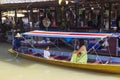 Family riding on boat on floating market, Thailand Royalty Free Stock Photo