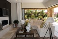 Family Room with Outdoor Livingroom Royalty Free Stock Photo