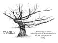 Family Roots with Gnarly Tree: Pencil Drawing