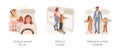 Family daily routine isolated cartoon vector illustration set.