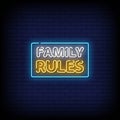 Family Rules Neon Signs Style Text Vector