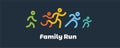 Family run race. colorful Runners.logo for running competition. vector illustration Royalty Free Stock Photo
