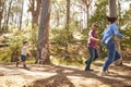 Family Running Along Path Through Forest Together Royalty Free Stock Photo