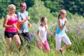 Family running for better fitness in summer