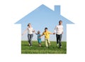 Family running in dream house Royalty Free Stock Photo