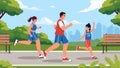 Family running oudoors vector Royalty Free Stock Photo