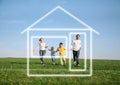 Family running to dream house Royalty Free Stock Photo