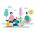 Family s Picnic in nature vector illustration on white background