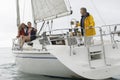 Family Sailing On Boat During Vacations Royalty Free Stock Photo