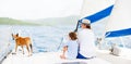 Family sailing on a luxury yacht Royalty Free Stock Photo