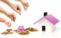 Family saving money for buying a house Royalty Free Stock Photo