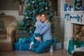 Family scene mom  and kid , Christmas time Royalty Free Stock Photo