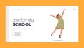 Family School Landing Page Template. Happiness, Childhood and Freedom. Happy Kid Jumping in Air. Schoolgirl Rejoice Royalty Free Stock Photo