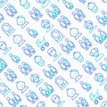 Family seamless pattern with thin line icons: mother, father, newborn, son, daughter, lesbian, gay, single mother and child,