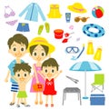 Family seaside pool resort items Royalty Free Stock Photo