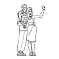 family selfie vector