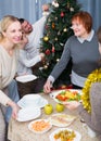 Family serving table for Christmas dinner Royalty Free Stock Photo