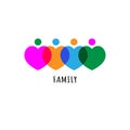 Family in shape of hearts logo. Parenthood concept