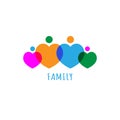 Family in shape of hearts logo. Parenthood concept