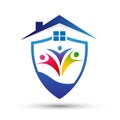 Family shield logo family home protection safety security logo on white background