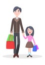 Family Shopping Cartoon Flat Vector Concept Royalty Free Stock Photo