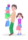 Family Shopping Cartoon Flat Vector Concept Royalty Free Stock Photo