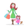 Family Shopping Cartoon Flat Vector Concept Royalty Free Stock Photo