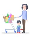 Family Shopping Cartoon Flat Vector Concept Royalty Free Stock Photo