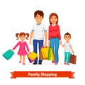 Family shopping Flat style vector illustration
