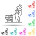 family shopping multi color style icon. Simple thin line, outline vector of mall shopping center icons for ui and ux, website or Royalty Free Stock Photo