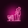 family shopping outline icon. Elements of Mall Shopping center in neon style icons. Simple icon for websites, web design, mobile Royalty Free Stock Photo