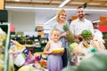 family shopping various fresh fruits in supermarket Royalty Free Stock Photo