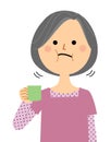 Illustration of an elderly woman gargle