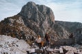 Family sightseeing Termessos ancient city in Turkey summer vacations parents walking with child