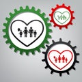 Family sign illustration in heart shape. Vector. Three connected