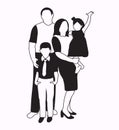 Family Silhouette with children\'s or Black Silhouette