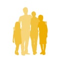 Family Silhouette, Full Length Couple with Two
