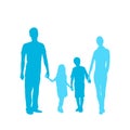 Family Silhouette, Full Length Couple with Two